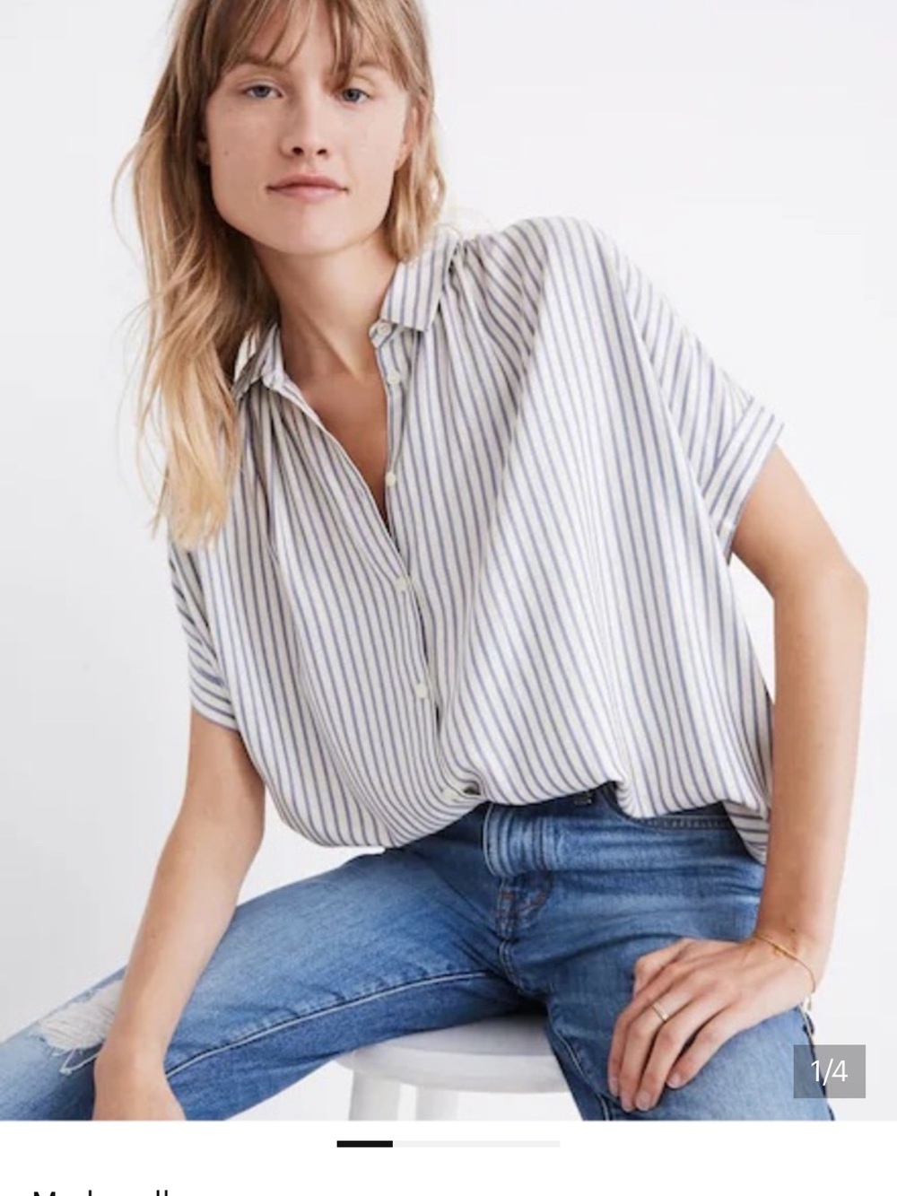 Madewell Central Shirt in Dalton Stripe Blouse Top XS